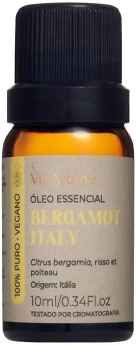 Frasco âmbar de óleo essencial de bergamota Via Aroma 10ml