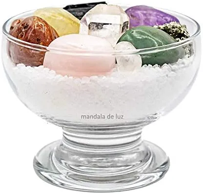 Foto do set de 7 bowls de cristal chakras